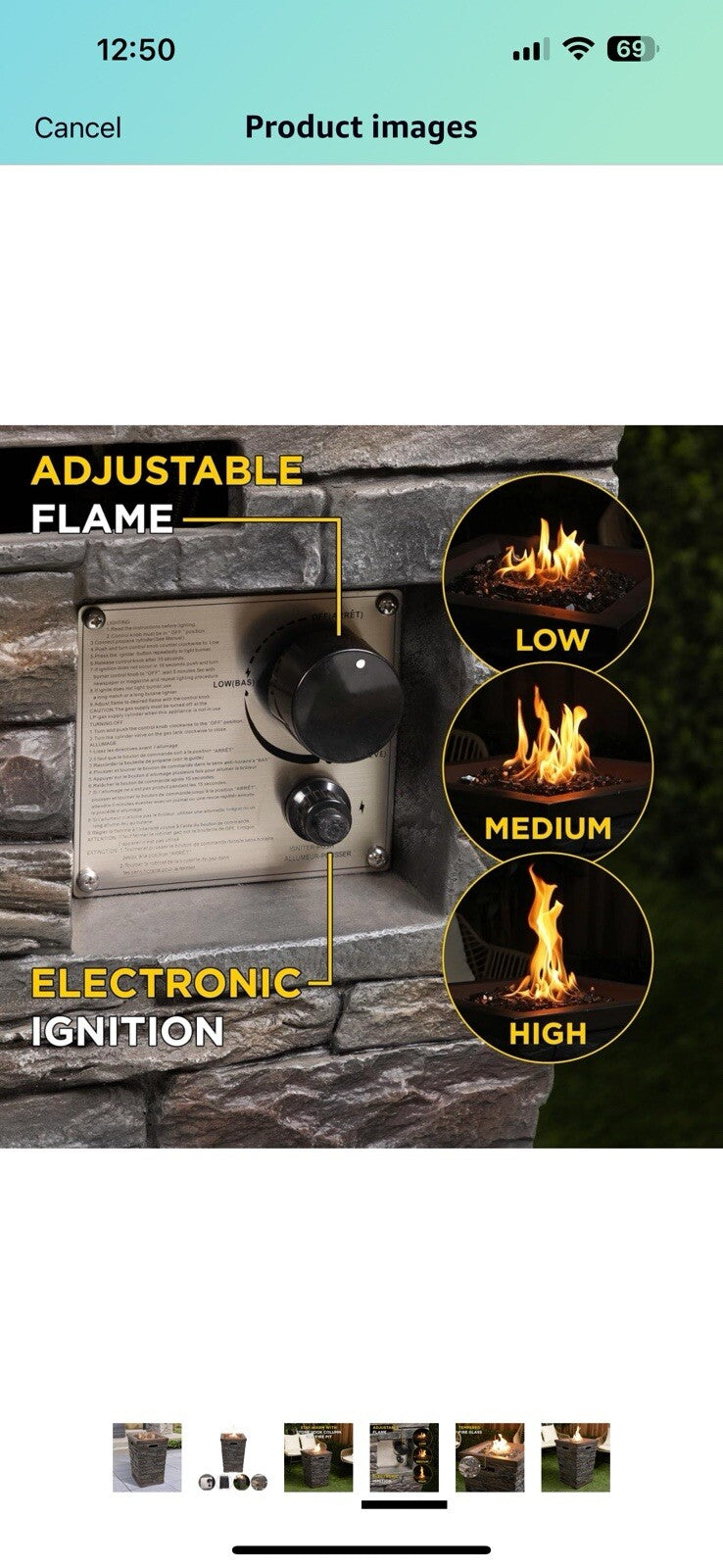 Alpine Corporation GXT966 Stone Look Column 32K BTU Gas Adjustable