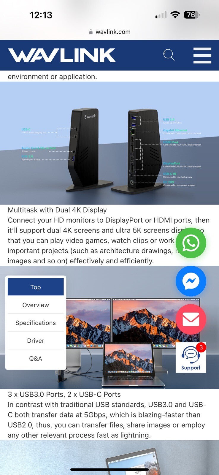 WAVLINK USB C Docking Station
