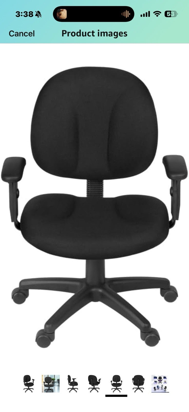 Romig Comfort Series Swivel Fabric Computer Task Chair with Adjustable Arms
