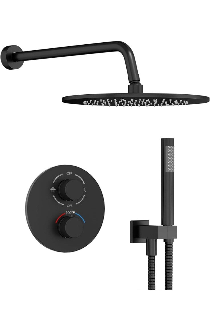 Gabrylly Thermostatic Shower Faucet Set, All Metal Shower System with Anti Scald