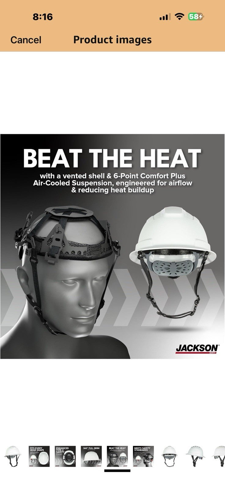 Jackson Safety Blockhead2 Type 2 Full Brim Hard Hat - Vented Construction 