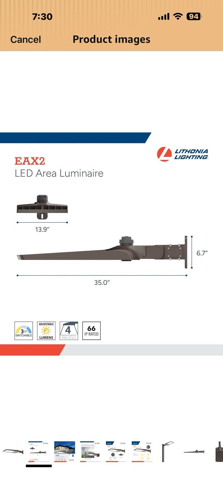 Lithonia Lighting LED Outdoor Area Light Fixture, LED Parking Lot Light