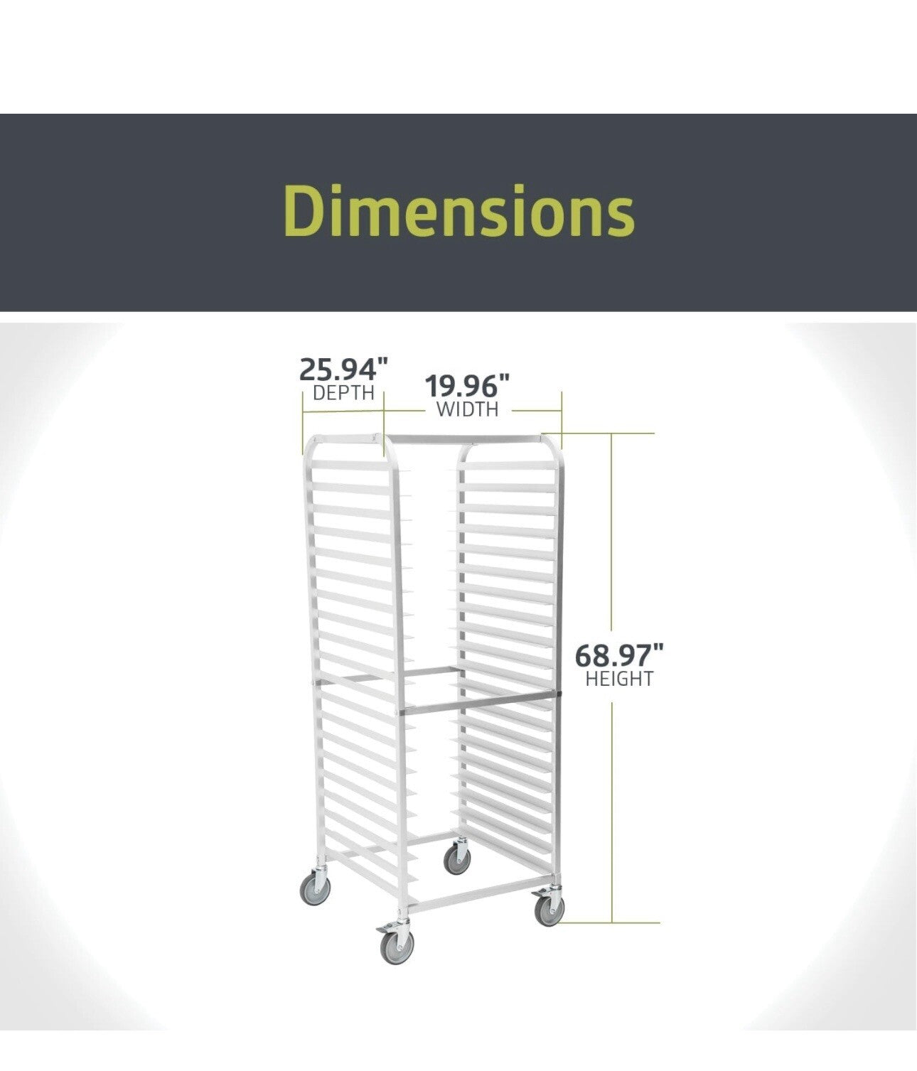 Pearington  Commercial Bun Pan Bakery Rack - 20 Sheet 25.94" L x 19.96" W