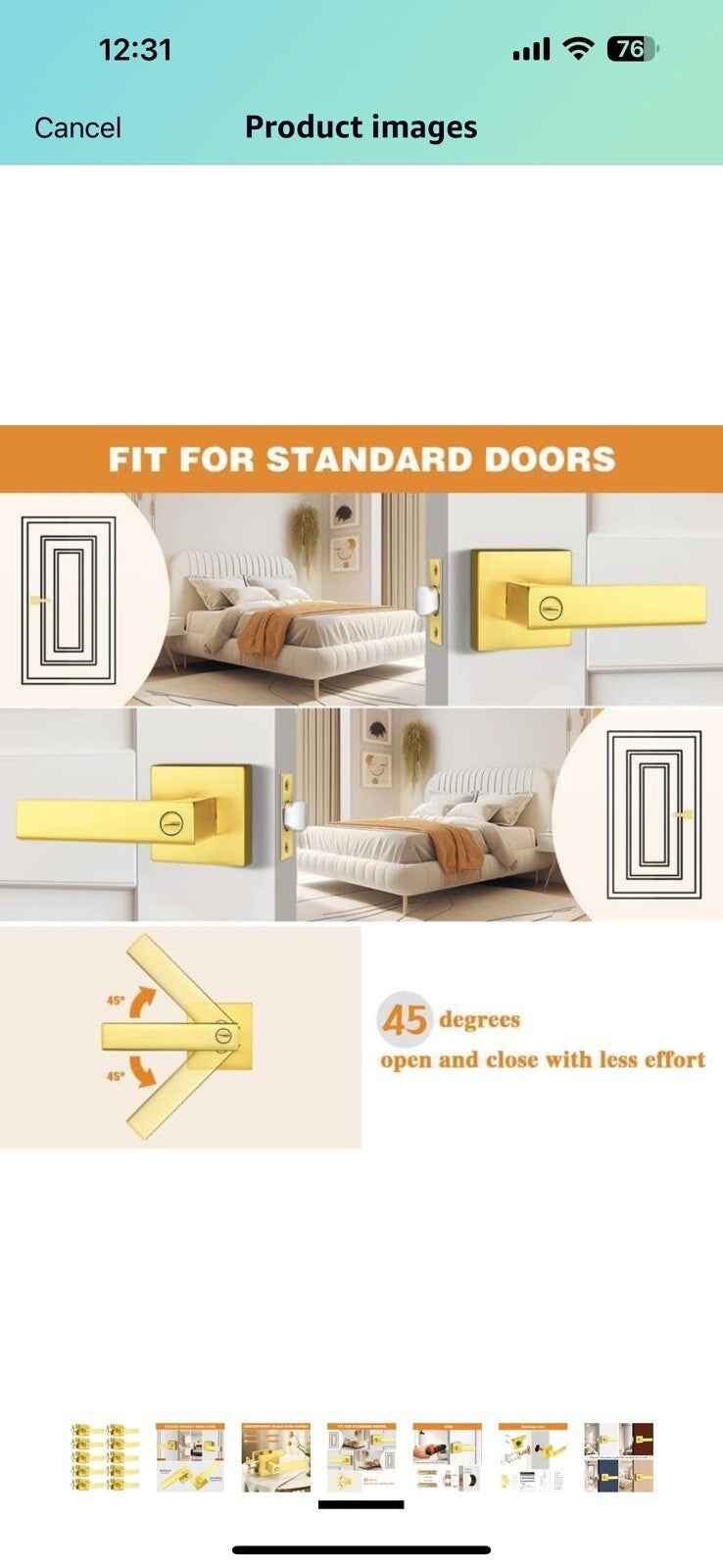 Probrico Gold Privacy Door Handle Lockset Heavy Duty Interior Door