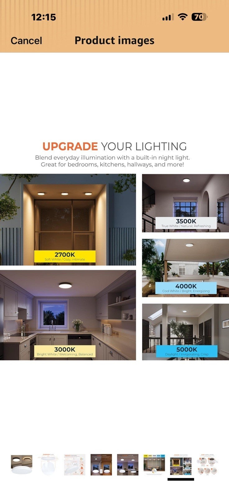 HALO FM 15” Indoor LED Flush Mount Ceiling Light w/Night Light,