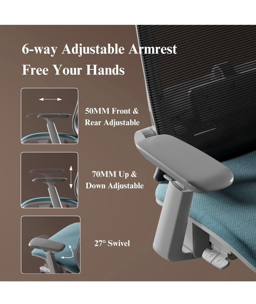 Urboro & Domo SM6 Ergonomic Office Chair with Adjustable Lumbar Support,