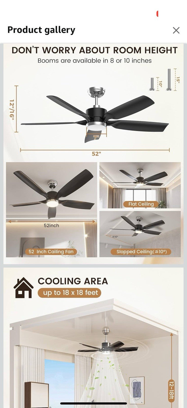 Antarctic Star 52" Smart Ceiling Fan with LED Light & Remote Control, 