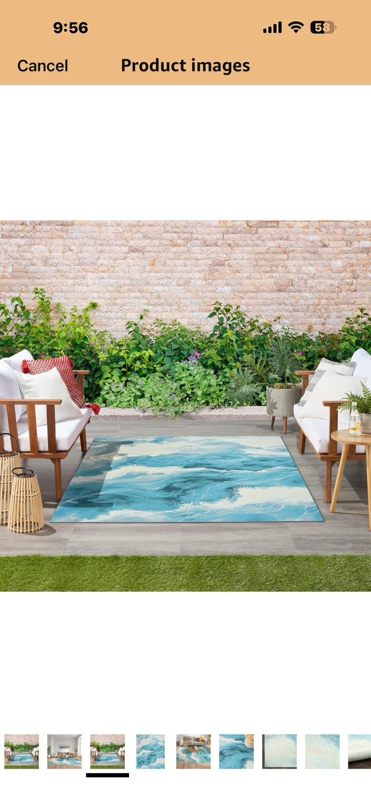 Nourison Home Color Splash Ivory Blue 5'3" x 7'3" Area Rug - Easy Clean, 