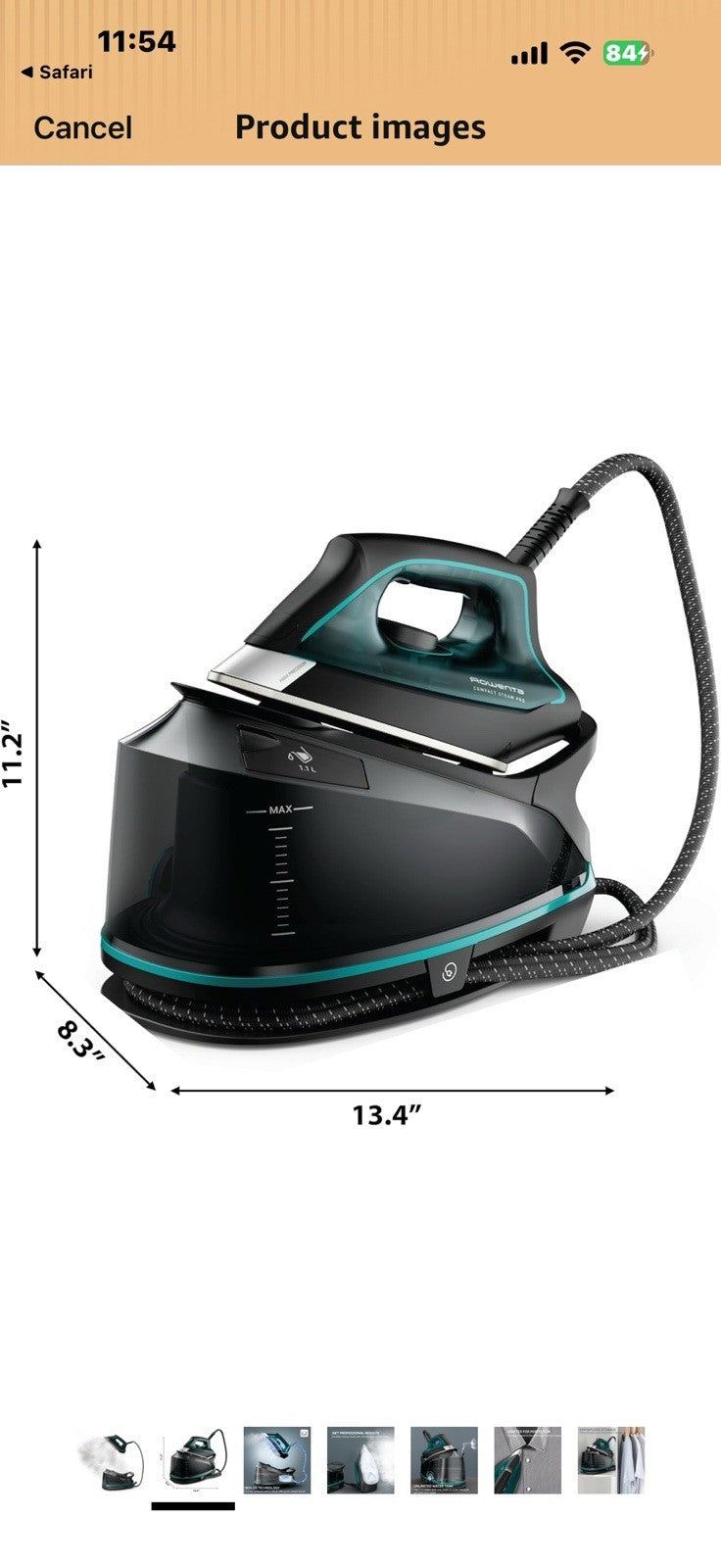 Rowenta Iron for Clothes, High Pressure Steamer Iron with Boiler System, 