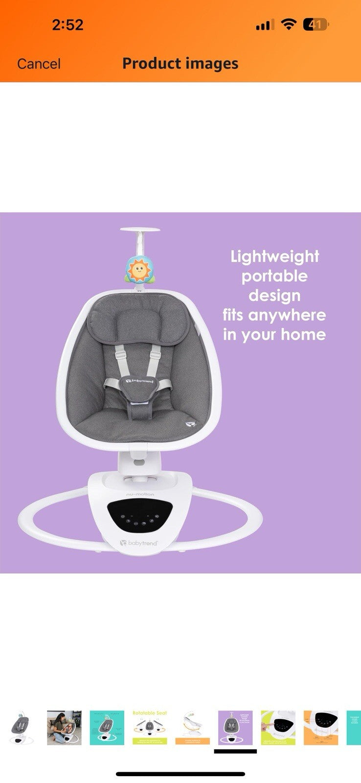 Baby Trend NuMotion Infinity Swing, Dash Grey
