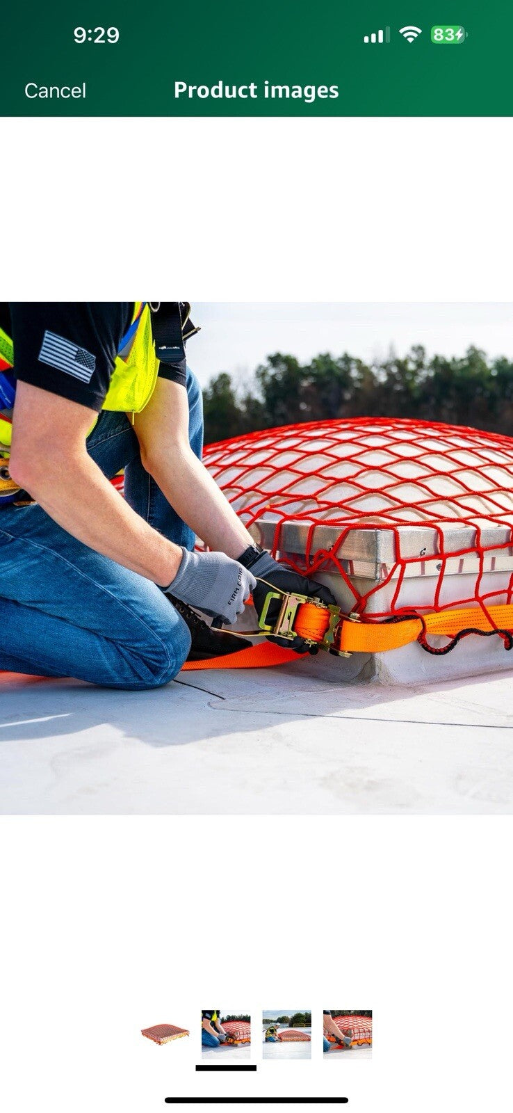 Tie Down 65400 Roof Top Safety Skylight Netting, Orange, 7' Length, 7' 