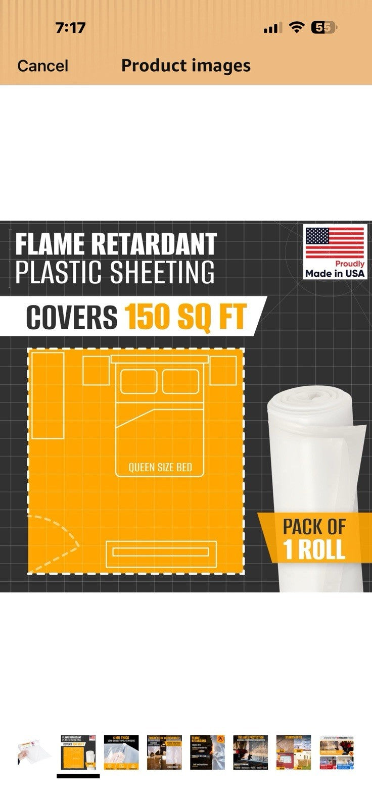 Flame Retardant Plastic Sheeting  3' x 50', 1800SqFt Pack of 12