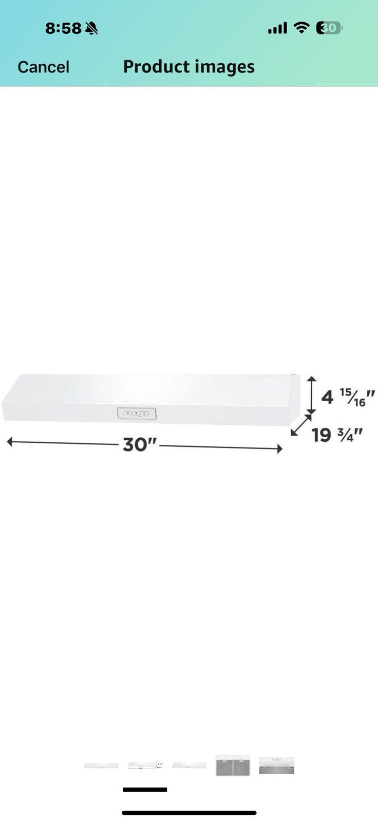 Frigidaire Undercabinet 30" Ventilation Hood with 220 CFM in White