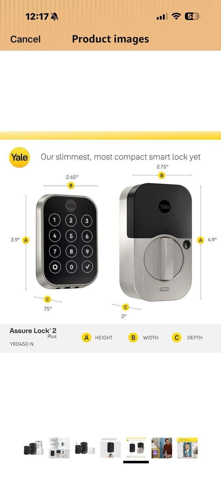 Yale Assure Lock 2 Plus Deadbolt with Wi-Fi Connect, Black Suede
