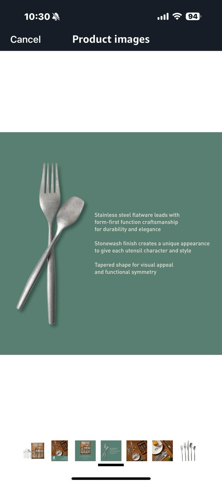 20 Piece Stone Washed Flatware 18/10 Stainless Steel Silverware
