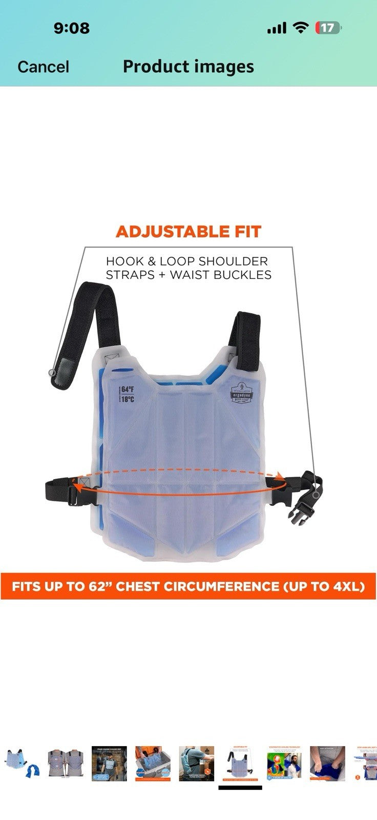 Ergodyne Chill-Its 6210 Phase Change Cooling Vest with 6602 Chill-Its 