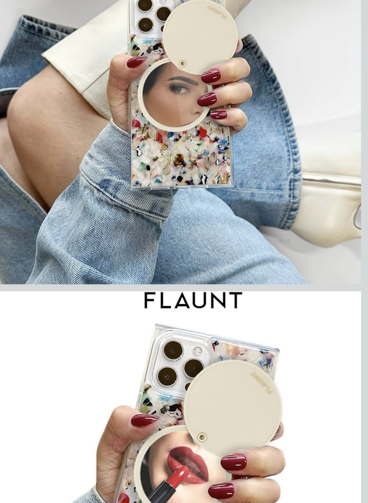 Flaunt MagSafe Compact Makeup Mirror - Magnetic Mirror with Slim Covered Design