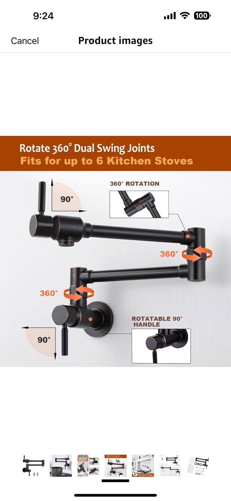 ALEASHA Solid Brass Made Oil Rubbed Bronze Pot Filler Faucet, Wall Mount Fauc...