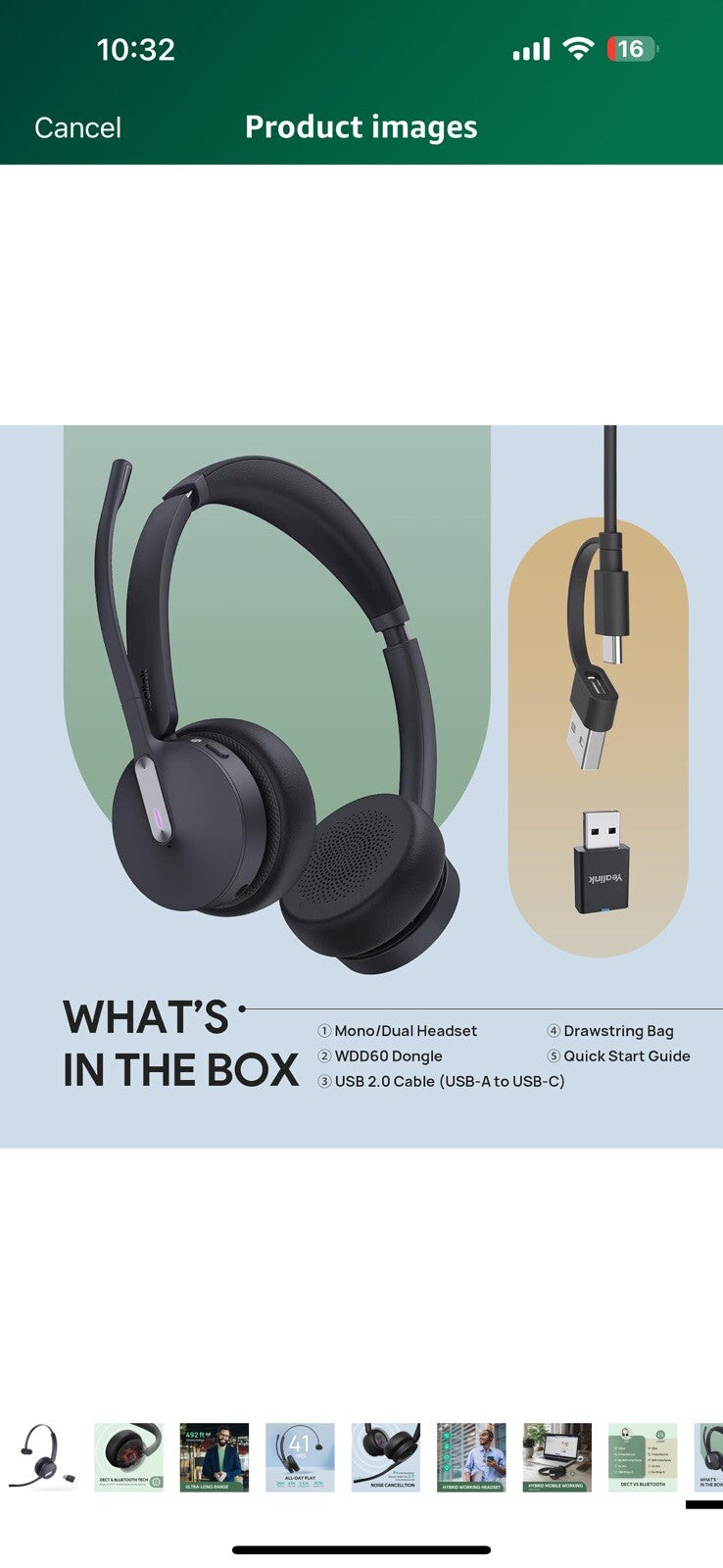 Yealink WH64 Hybrid with DECT Dongle, 492ft Range, 26 Talk Time Bluetooth
