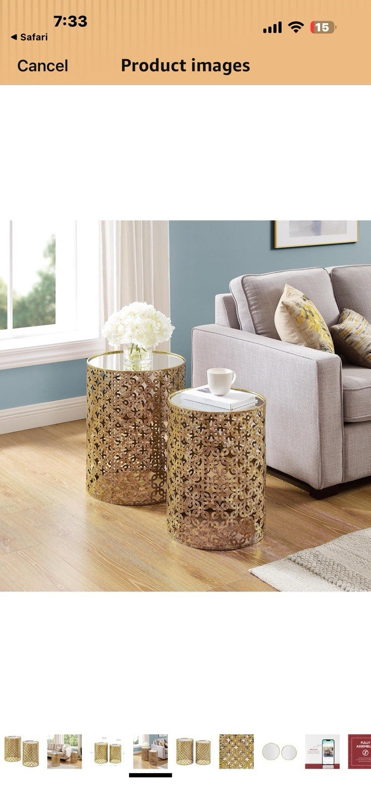 Linon Alina Round Nesting Tables (Set Of 2), Gold