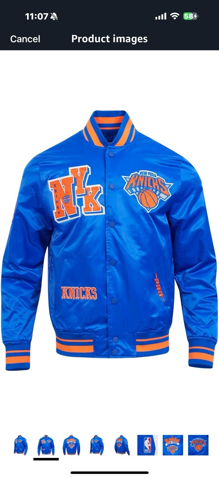 Mens NBA Best Of Satin Jacket New York Knicks Large 