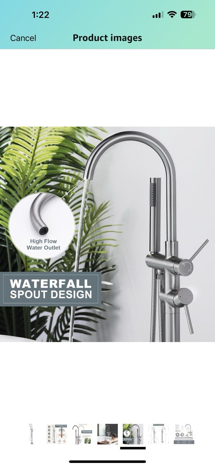 Freestanding Tub Filler Faucet, Floor Mount Brushed Nickel Bathtub Faucet