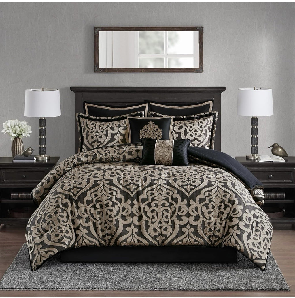 Madison Park King Comforter Set Damask Medallion Jacquard Comforter