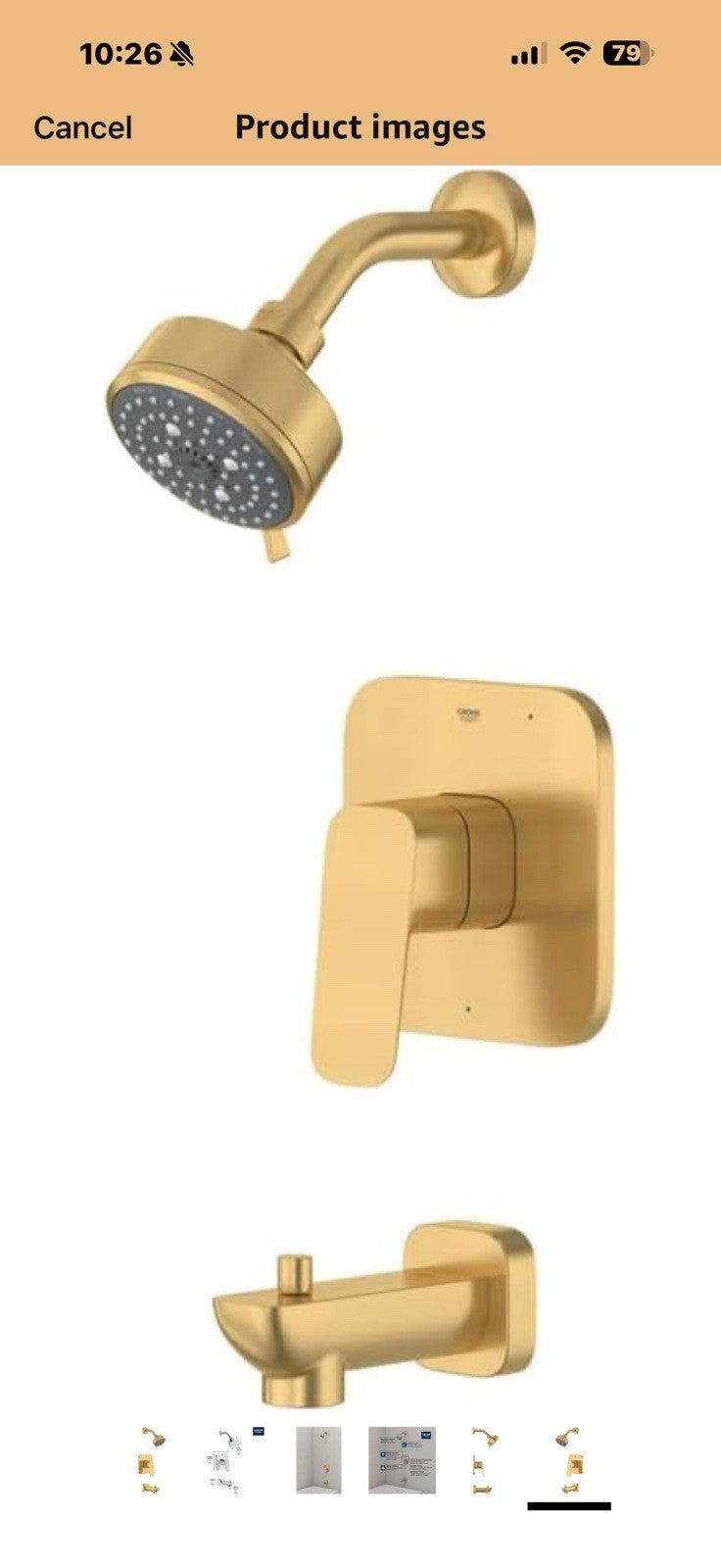 Grohe 105380GN00 Cubeo Pressure Balance Valve Tub/Shower Trim Kit,