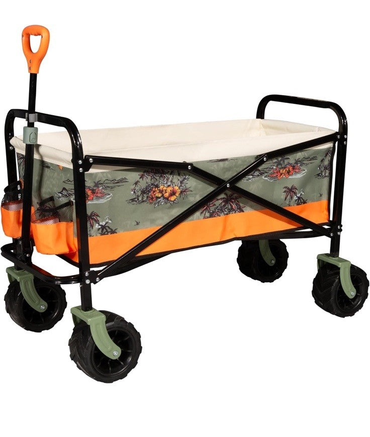 QUIKSILVER Folding Beach Wagon Cart – Heavy-Duty Collapsible Utility 