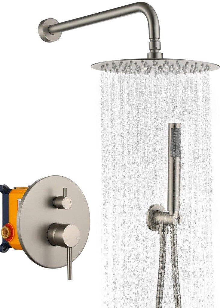 MONDAWE Round Shower Faucet Set, Wall Mounted Shower System 10 Inch