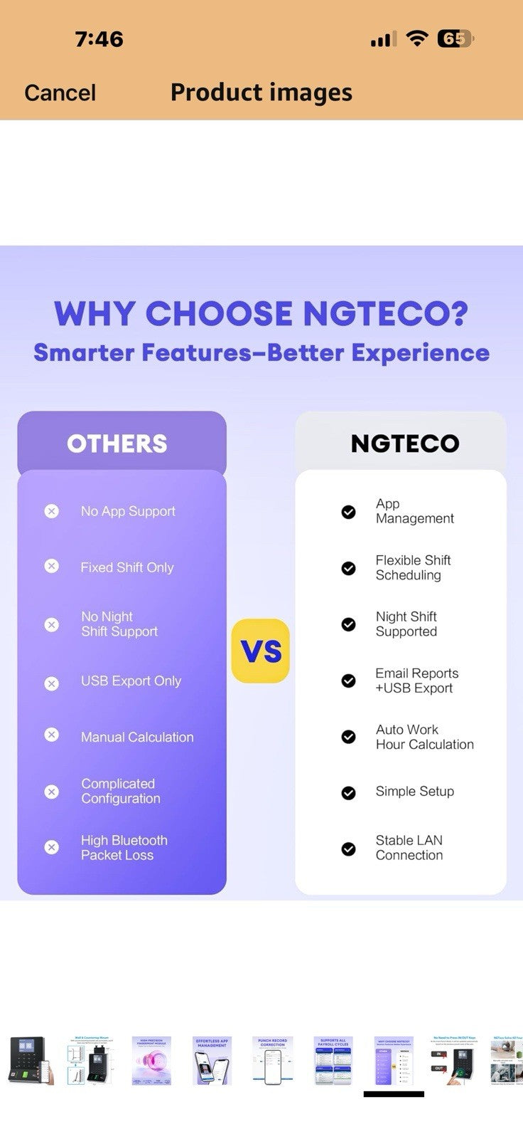 NGTeco APP Time Clock, Fingerprint & PIN Times Clock for Small Business,