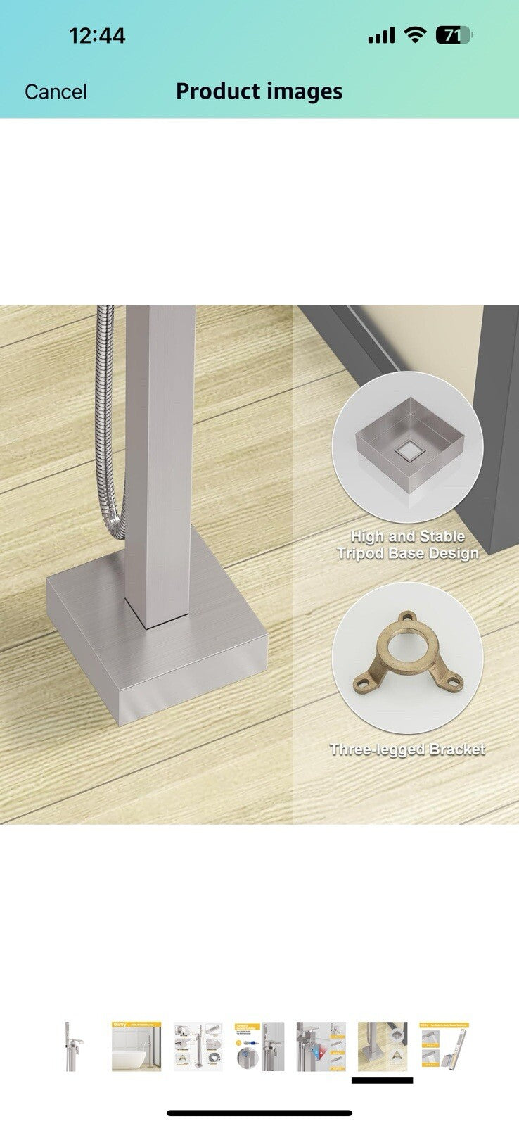 BESy Tub Filler Freestanding Bathtub Faucet Brushed Nickel Floor Mount 