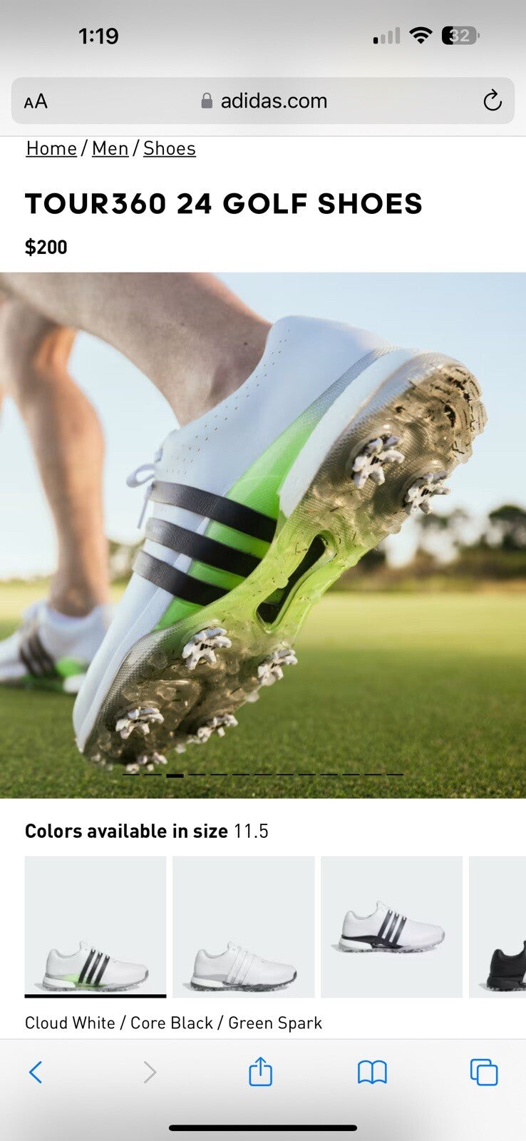 adidas Men's Tour360 24 Boost Golf Shoes 11.5 Wide