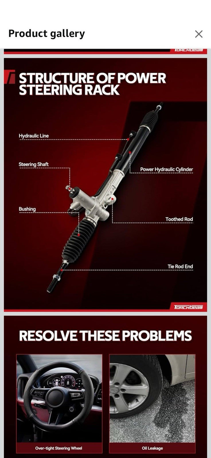 Torchbeam Hydraulic Power Steering Rack and Pinion Compatible 