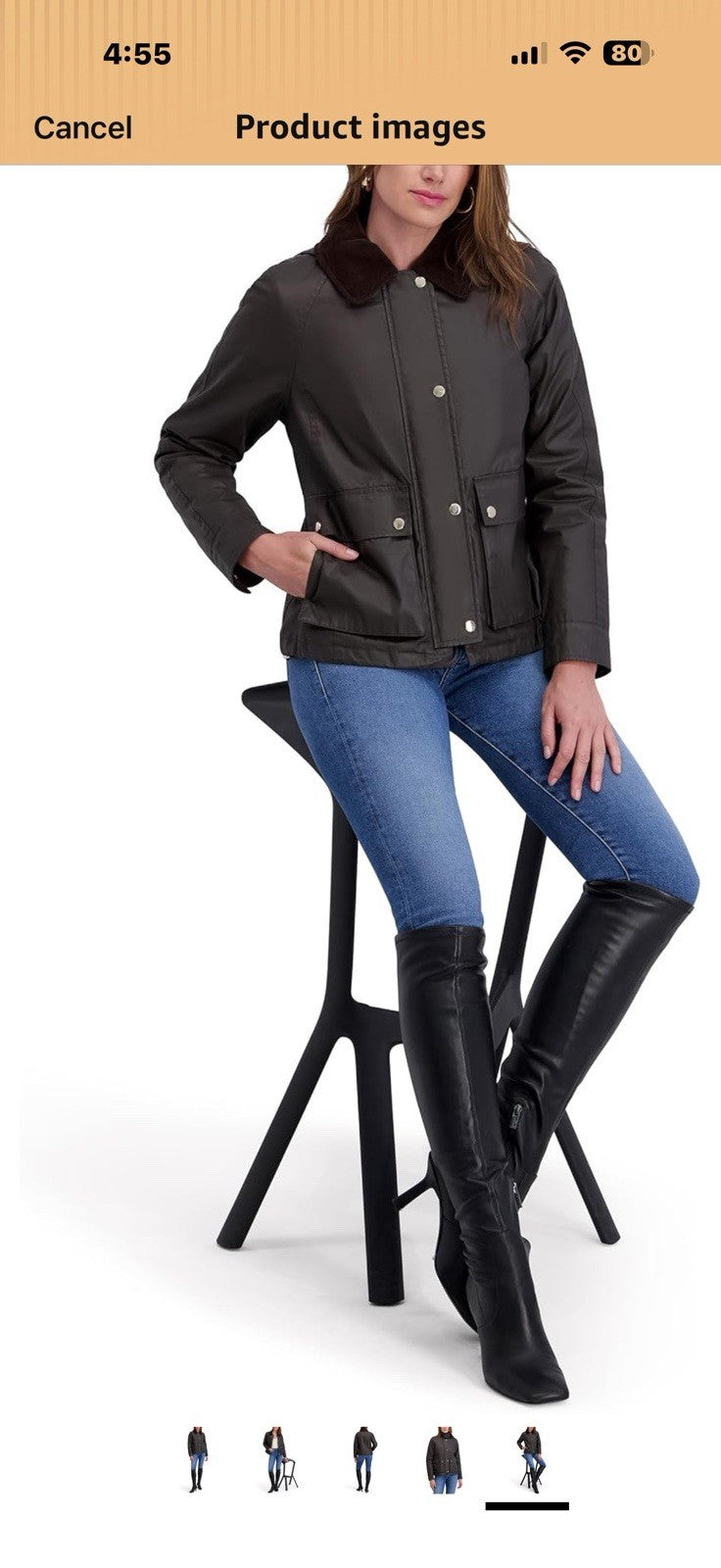 kensie womens Outerwear Waxed Cotton Barn Jacket Xl