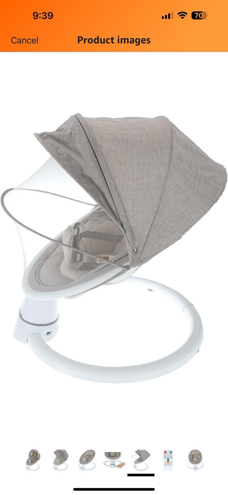 Nuby Baby Swing with Canopy & Remote – 5-Level Infant Swing, Ergonomic