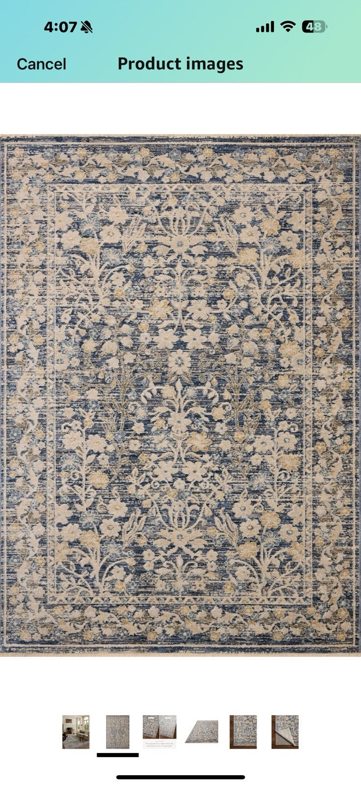 Loloi Clarisse Collection CLS-05 Blue/Beige 7'-10" x 10'-2" Fringe Area Rug