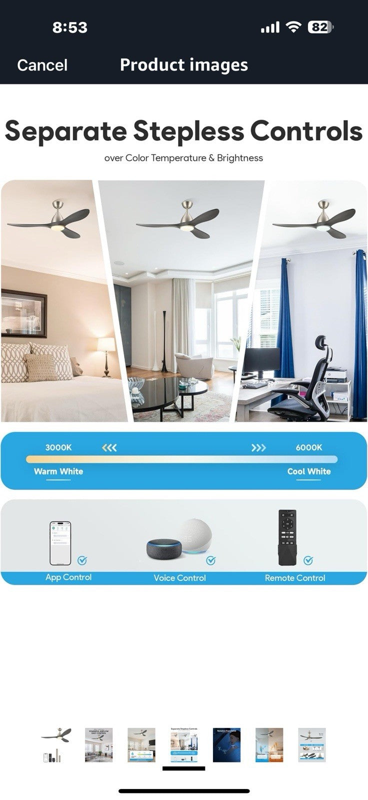 VONLUCE Ceiling Fans with Lights, 52 inch Smart Ceiling Fan with Remote