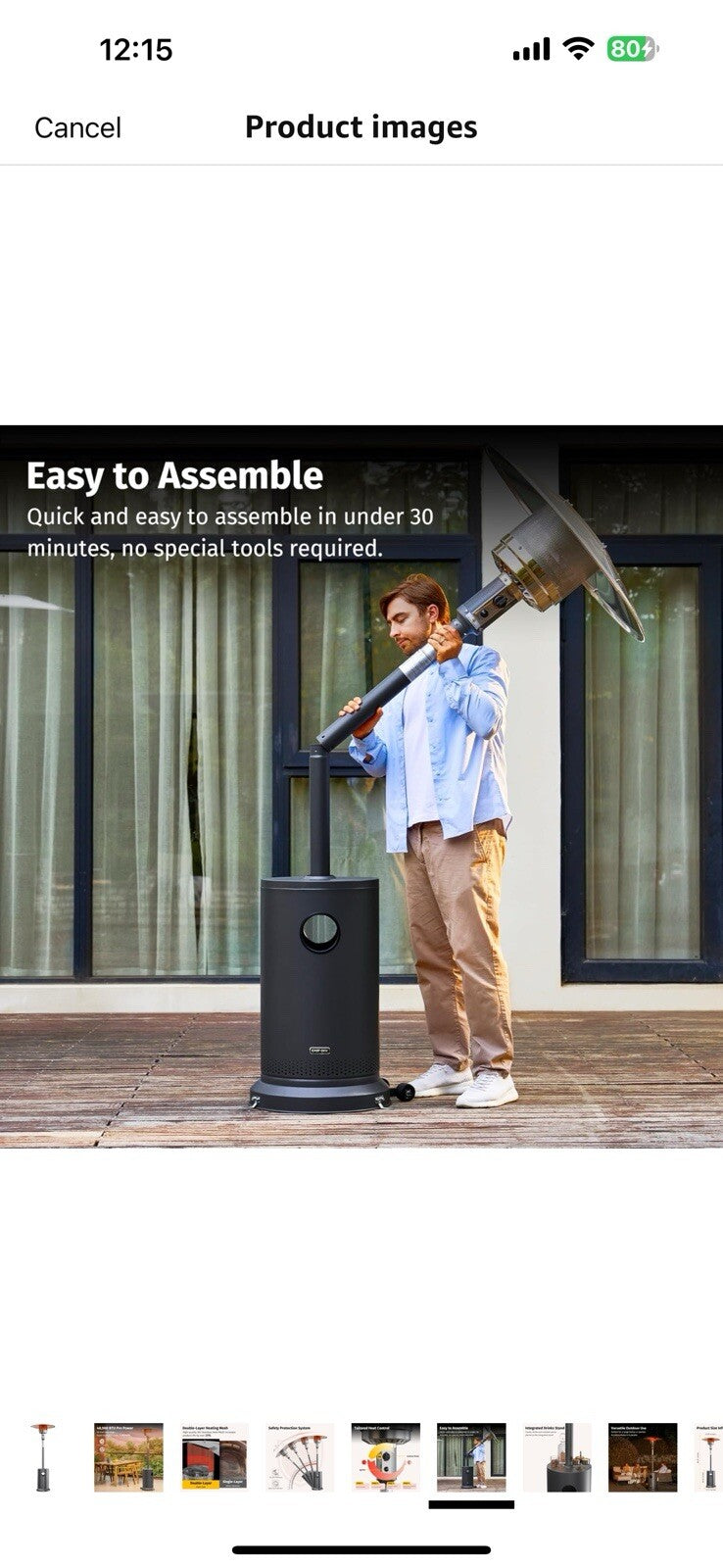 EAST OAK 48,000 BTU Patio Heater for Outdoor Use with Round Table Design