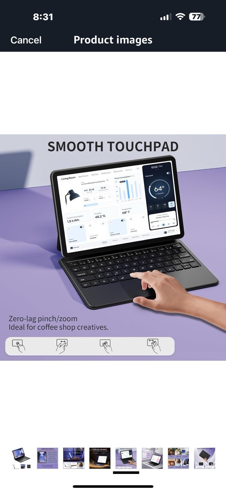 Keyboard Case for Samsung Galaxy Tab S10+/S9+ /S9FE+/ S8+/ S7+/S7 FE 12.4inch