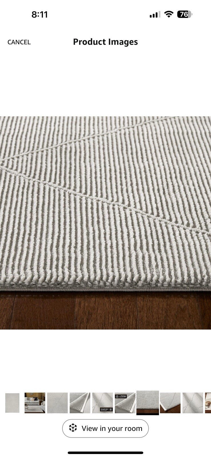 TOWN & COUNTRY LUXE Tretta Contemporary Diamonds Area Rug with Grey, 9'2"x12'5"