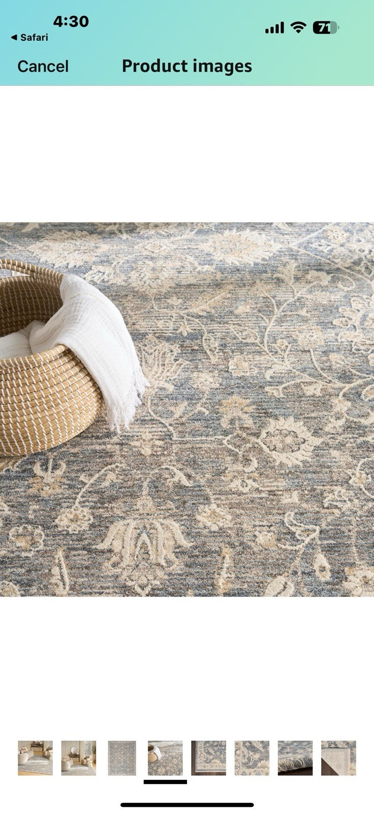 Nourison Harbor Blue 5'3" x 7'6" Area Rug - Easy Clean, Non Shedding, 