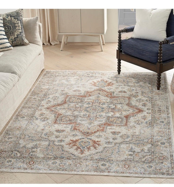 Nourison Astra Machine Washable Bohemian Grey/Multi 5'3" x 7' Area Rug