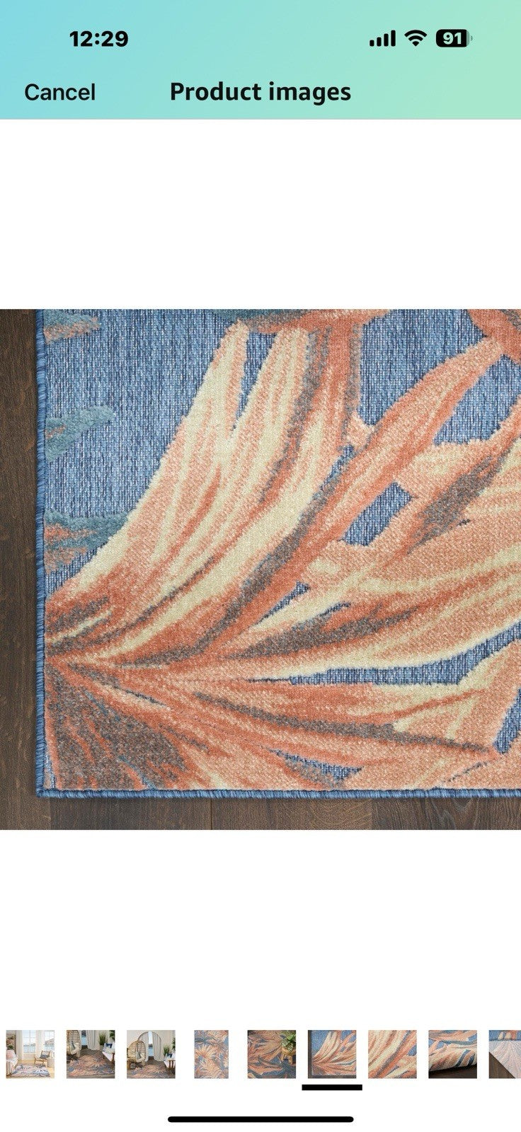 Nourison Aloha Blue Rose 5'3" x 7'5" Area Rug - Easy Clean, Non Shedding,