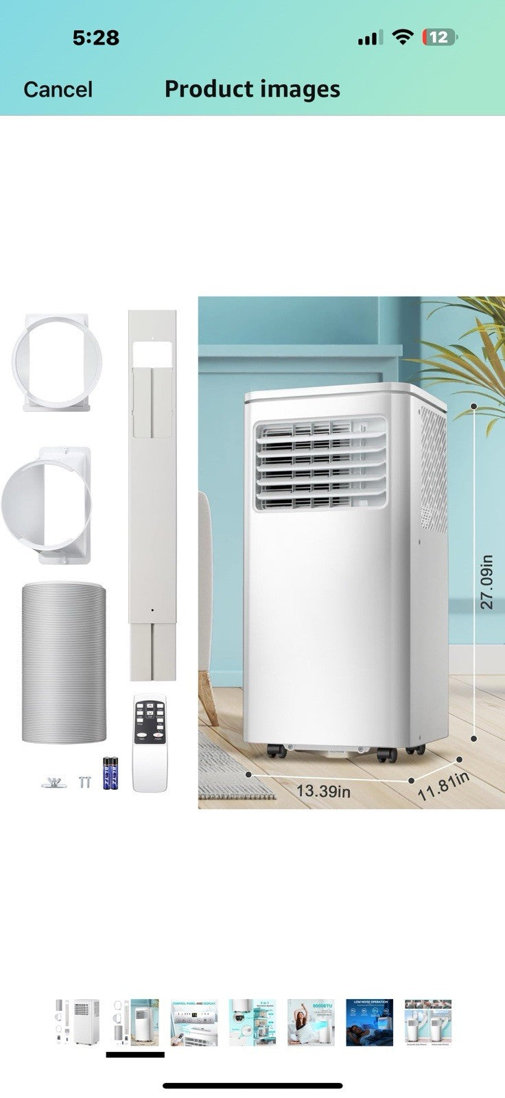 Portable 8000 BTU Air Conditioner, 4 in 1 protable AC, Cools 350sq. ft, Remote 