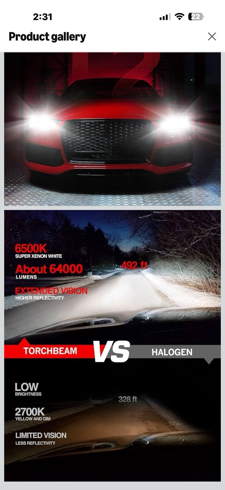 Torchbeam 2026 9005 LED Fog Light Bulbs, 64000LM, 6500K Cool White