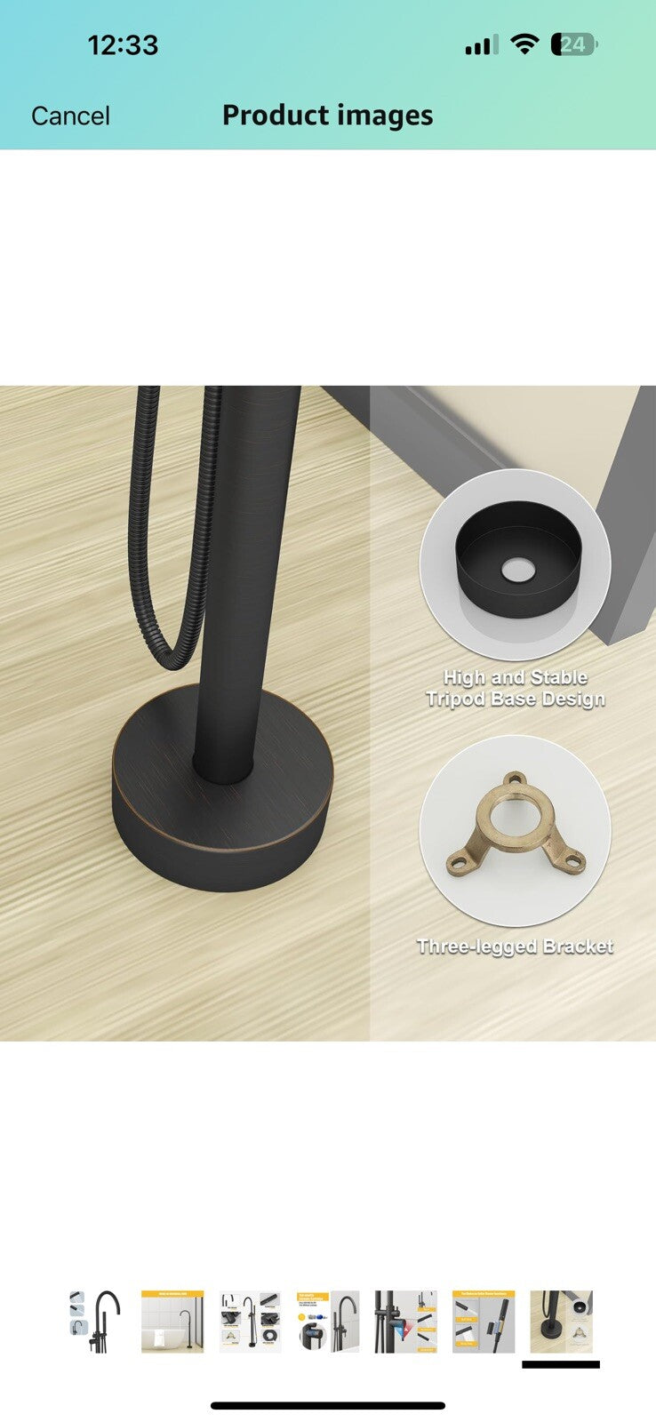 BESy Freestanding Bathtub Faucet Tub Filler Floor Mount Stand Brass Bathroom