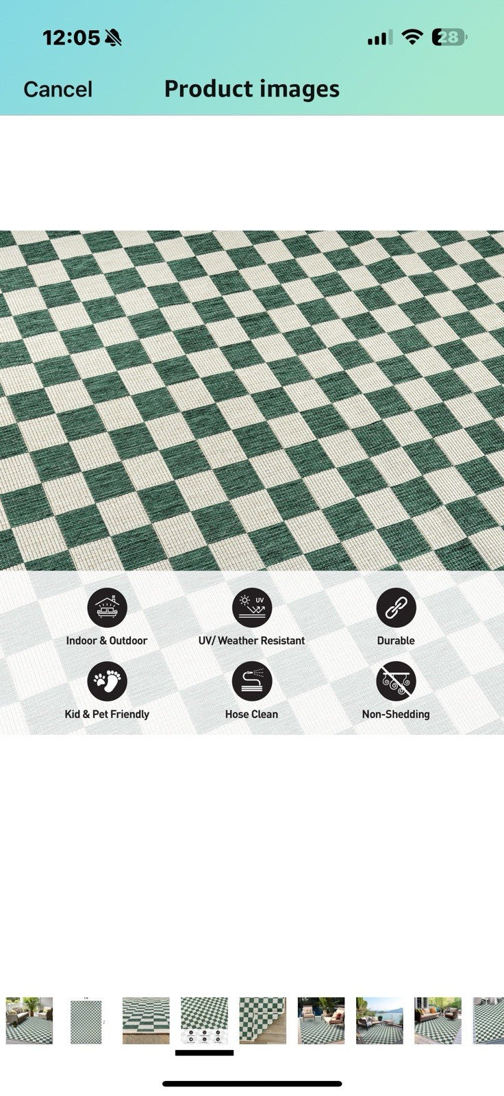 Rugshop Contemporary Checkered Weather Resistant Reversible Indoor/