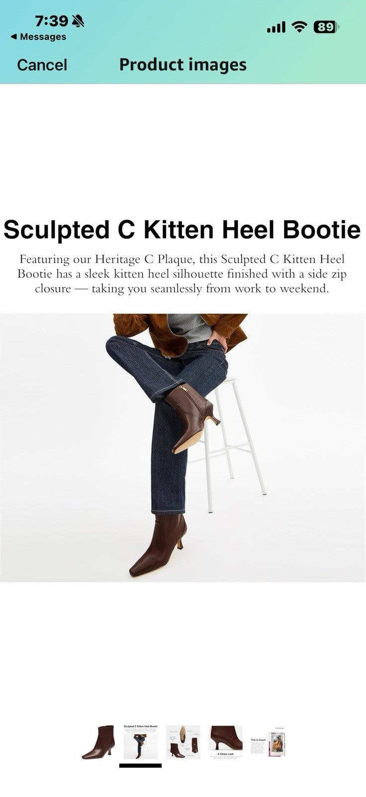 Coach Women's Sculpted C Kitten Heel Bootie Fashion Boot Size 5