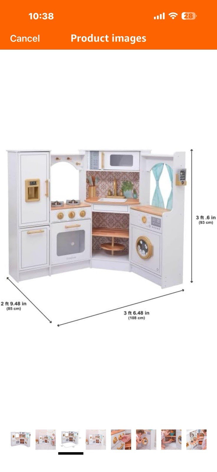 KidKraft Ultimate Corner Wooden Play Kitchen with Lights & Sounds, 